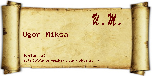 Ugor Miksa névjegykártya